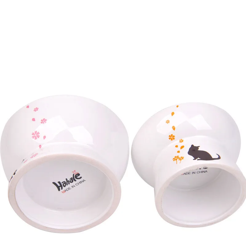 

Cartoon shaped pet stand tall mouth bowl single waterproof ceramic dog and cat