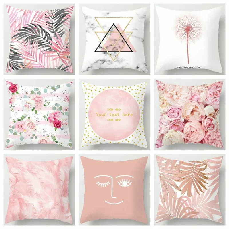 Nordic Pink Throw Pillow Cases 18''x18&quot Polyester Home Sofa Car Chair Cushion Cover Covers 45*45cm cushion cover | Дом и сад