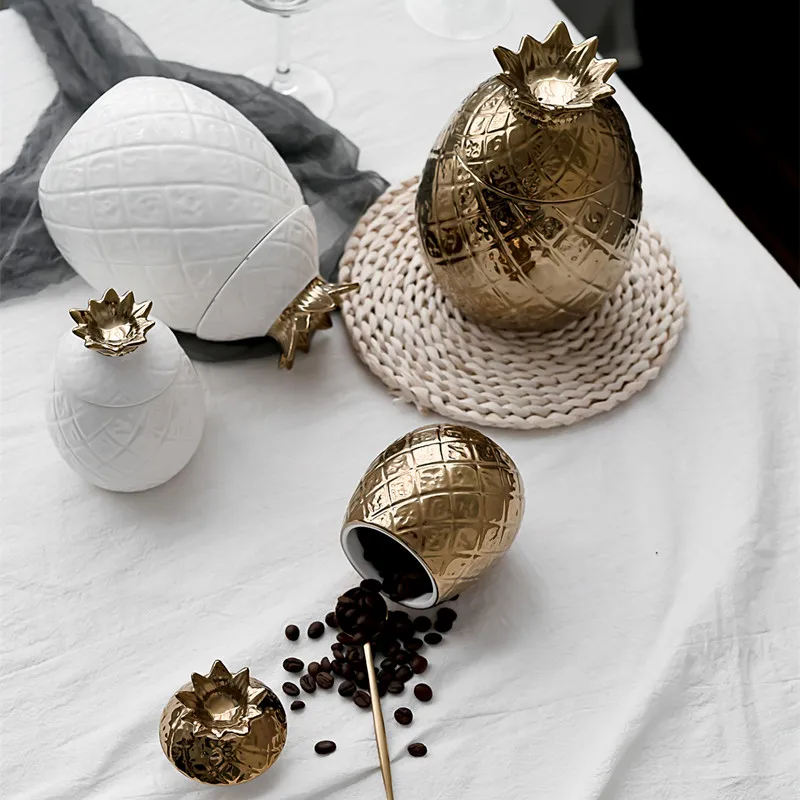 Креативная ананасовая керамическая банка для хранения чая зерна кофе