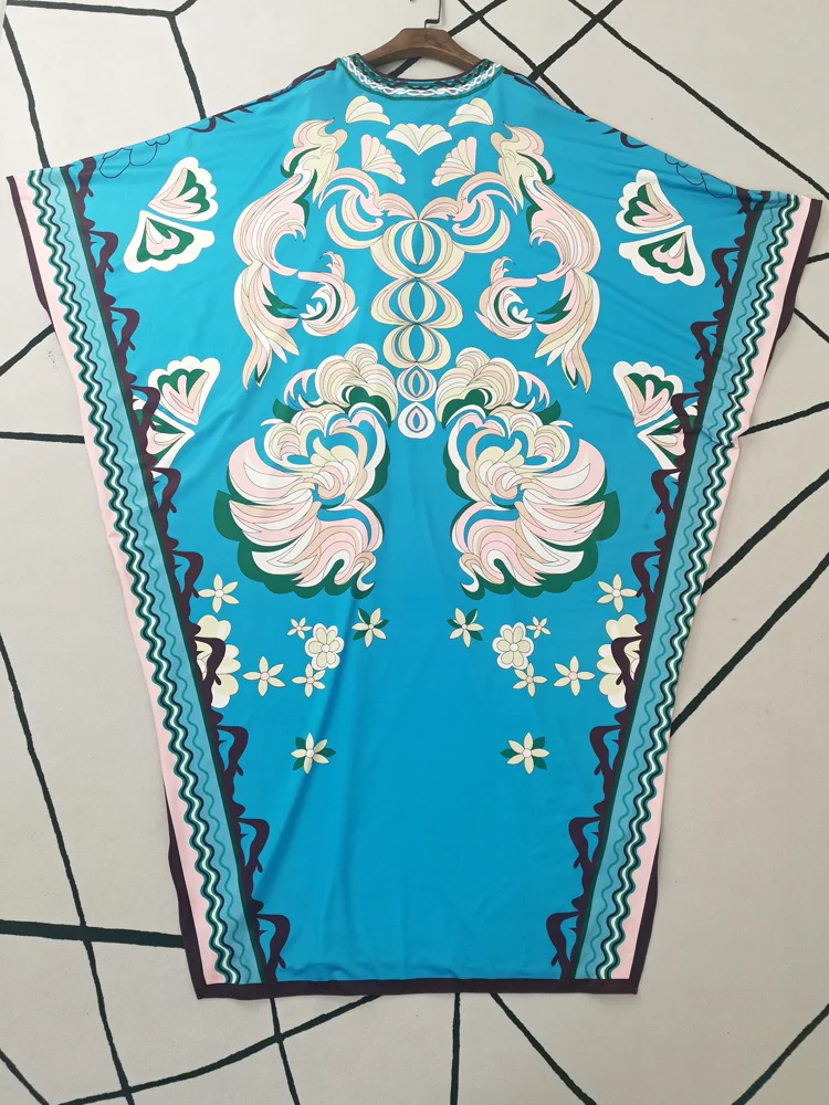 

Maxi Plus Size High Quality Autumn New Women'S Bohemian Casual Vintage Crystal Beading Knitting Loose Print Floor-Length Dress
