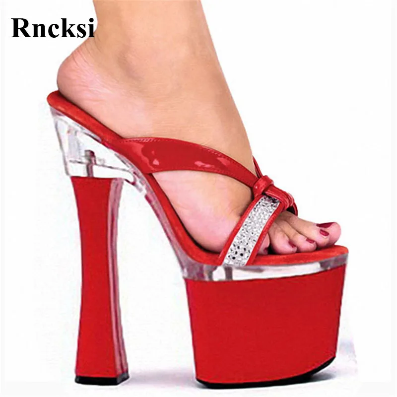 

Rncksi Sexy Fashion 18cm Spool Heels Women Platform Sandals Ladies Sexy Punk Shoes 7 Inch High Heels Glitter Female Slippers