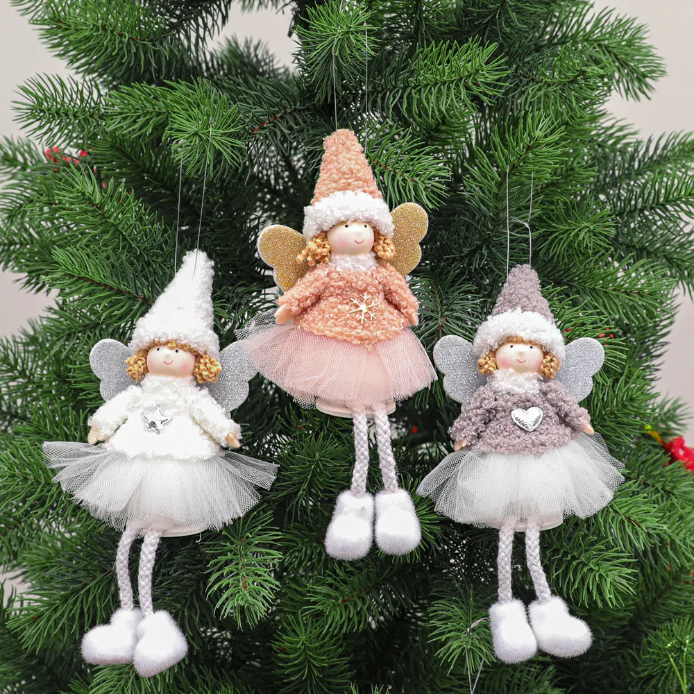 2021Christmas Plush Angel Doll Toy Hanging Pendant Ornaments New Year Xmas Tree Decorations 2022Noel Natal Decoration Home Decor