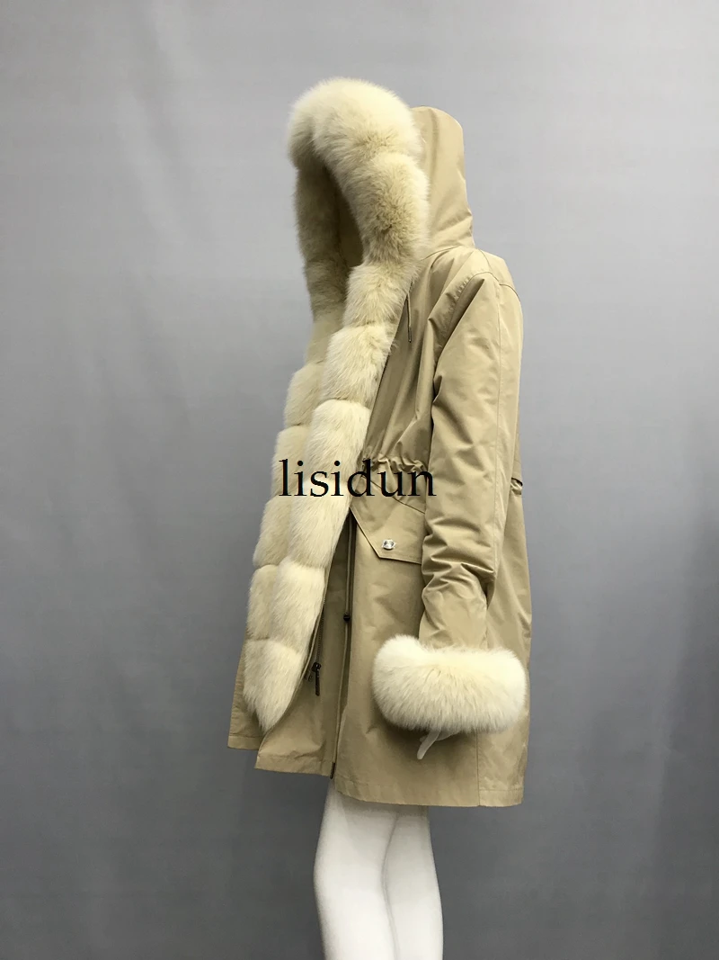 

2019 fashion winter jacket women real fur coat natural real fox fur collar loose long parkas big fur outerwear Detachable