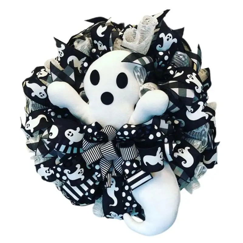 

Halloween Ghost Garland Wreath Door Hanging Decoration Halloween Pendant Door Wreath Happy Halloween Party Home Dooration