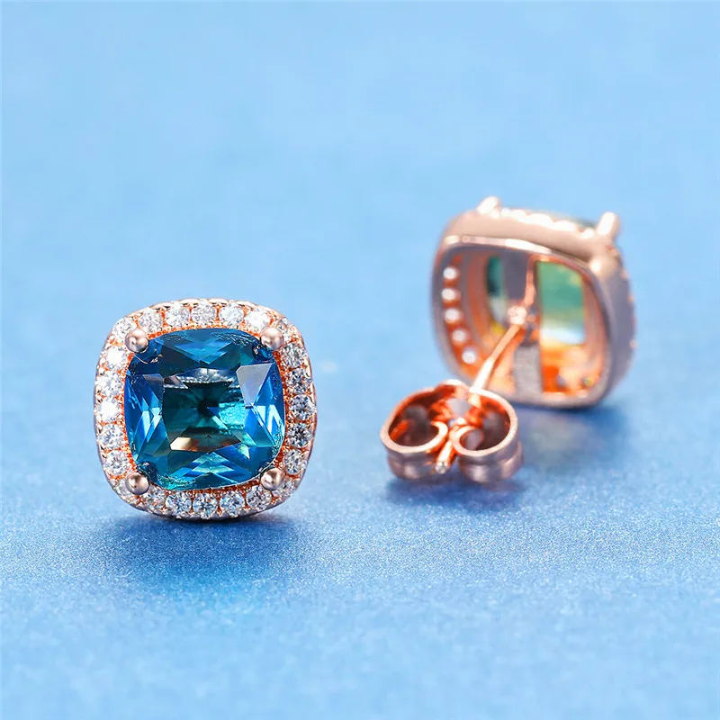 2020 новые женские синие квадратные серьги с камнями милые маленькие свадебные