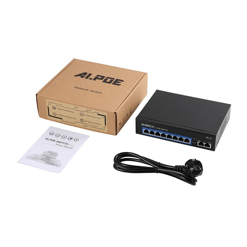 POE коммутатор с 8 + 2 портами IEEE 802.3af/at 48 В Power over Ethernet для системы IP камеры сетевой