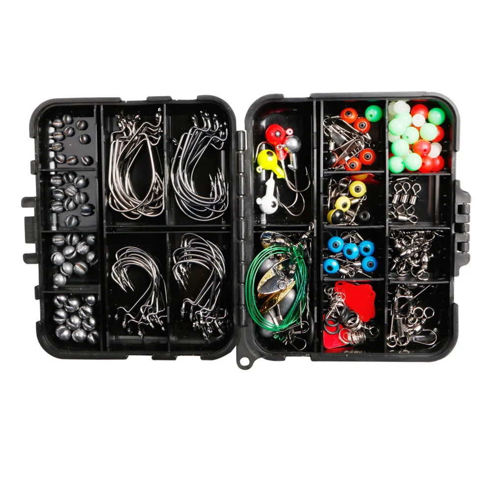 

198pcs/set Outdoor Fishing Tackle Kits Outdoor Fishing Floating Space Beans Hook Set with Storage Organizer Case