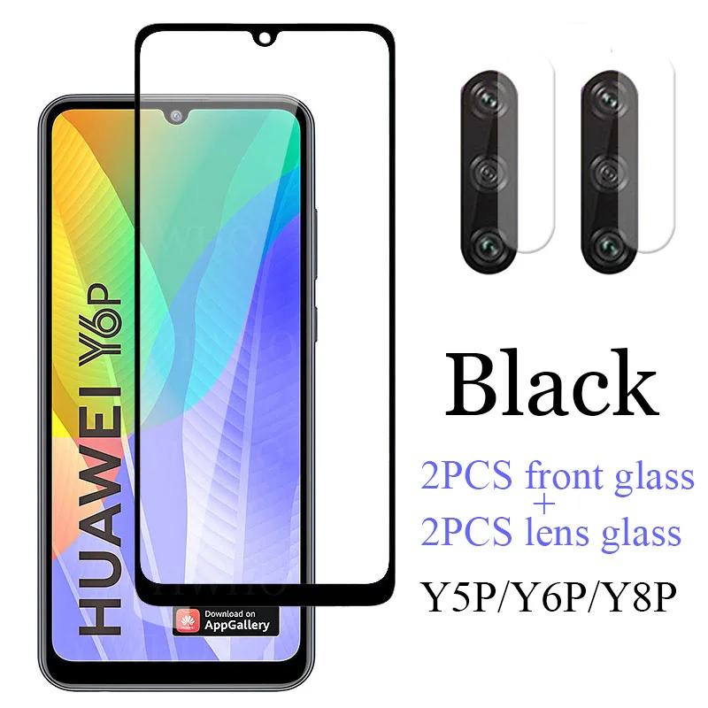 4 In 1 Protective Glass on for Huawei Y6p Screen Protector Tempered Huwei Y5p Y7p Y6s Y8s Y 5p 6p 7p 8s Camera Lens Film Case