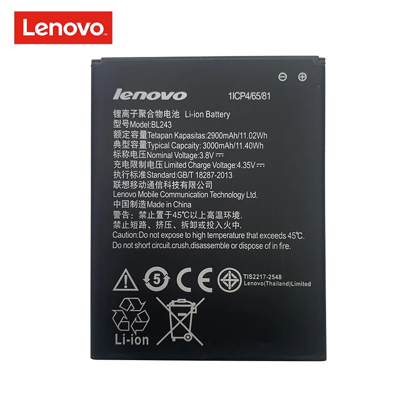 100% Оригинальный BL243 мобильный телефон Крышка батарейного отсека для Lenovo K3