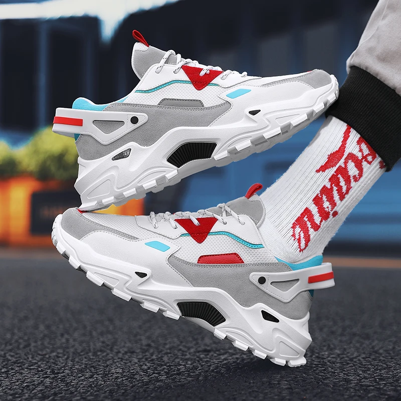 

2021 New Men Chunky Sneakers Black Mesh Breathable Running Sports Shoes Male Lace Up Sneakers Casual Men's Shoes Tenis Feminino