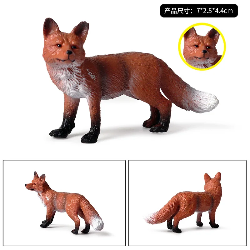 Wild Simulation Fox Animal models Toy plastic vixen cubs figures Gift For Kids figurine dolls Bedroom Decoration | Игрушки и хобби