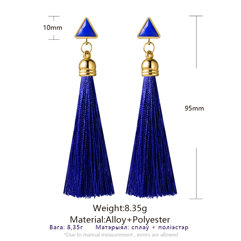 

POXAM New Long Bohemian Tassel Statement Earrings For Women Vintage Dangle Drop Cotton Silk Fabric Earrings 2020 Fashion Jewelry
