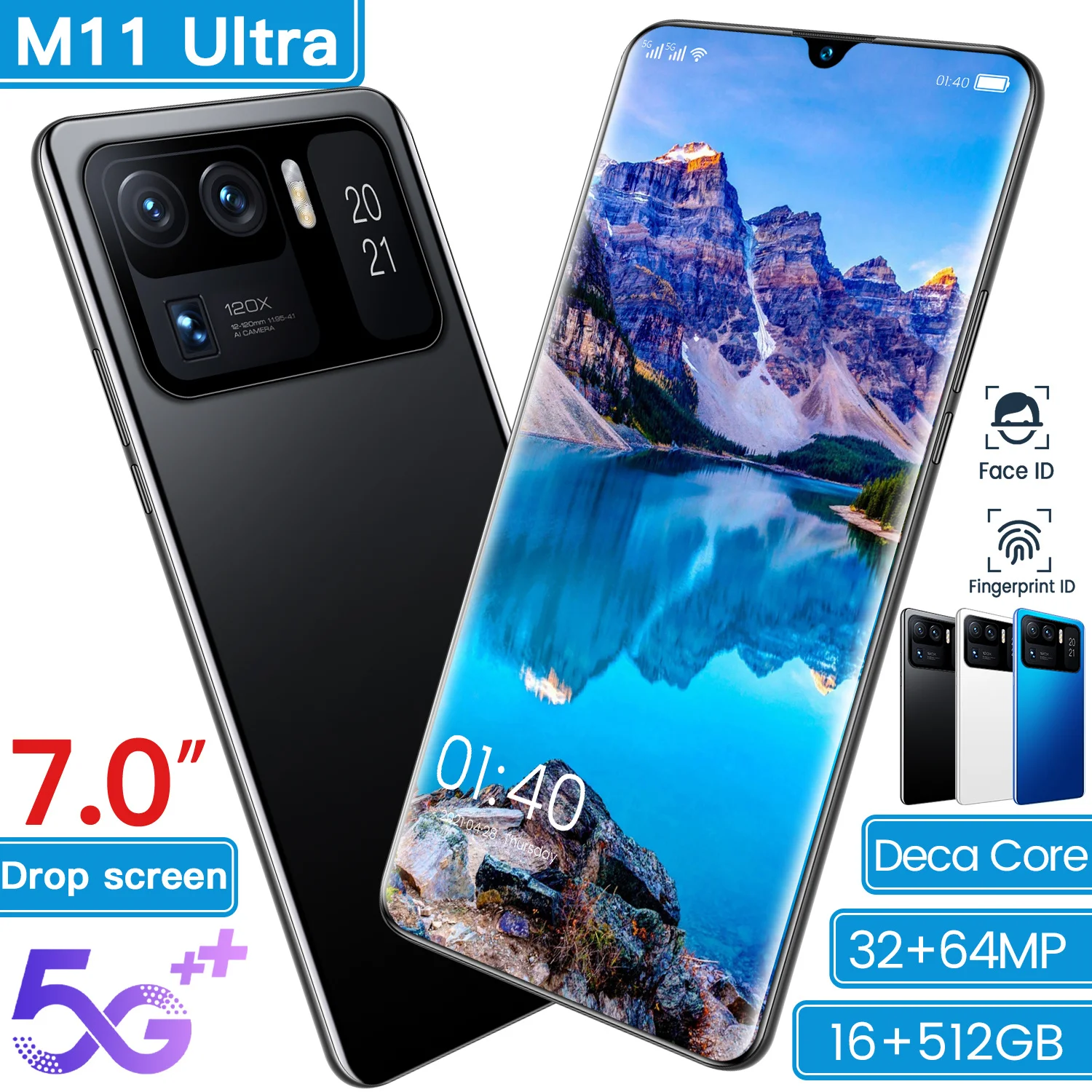 

Global Version M11 Ultra 7.0 Inch Smartphone Full Screen 16+512GB 7200mAh Support Google GPS Unlocked 5G Android Mobilephone