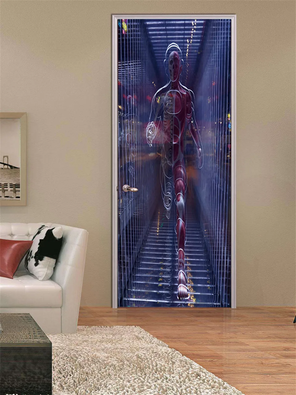 3D дверная наклейка с имитацией трехмерного пространства ПВХ самоклеящаяся