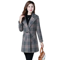 middle age clothing spring autumn new windbreaker coat fashion ladies coats loose size women lattice woolen coat female 5xl