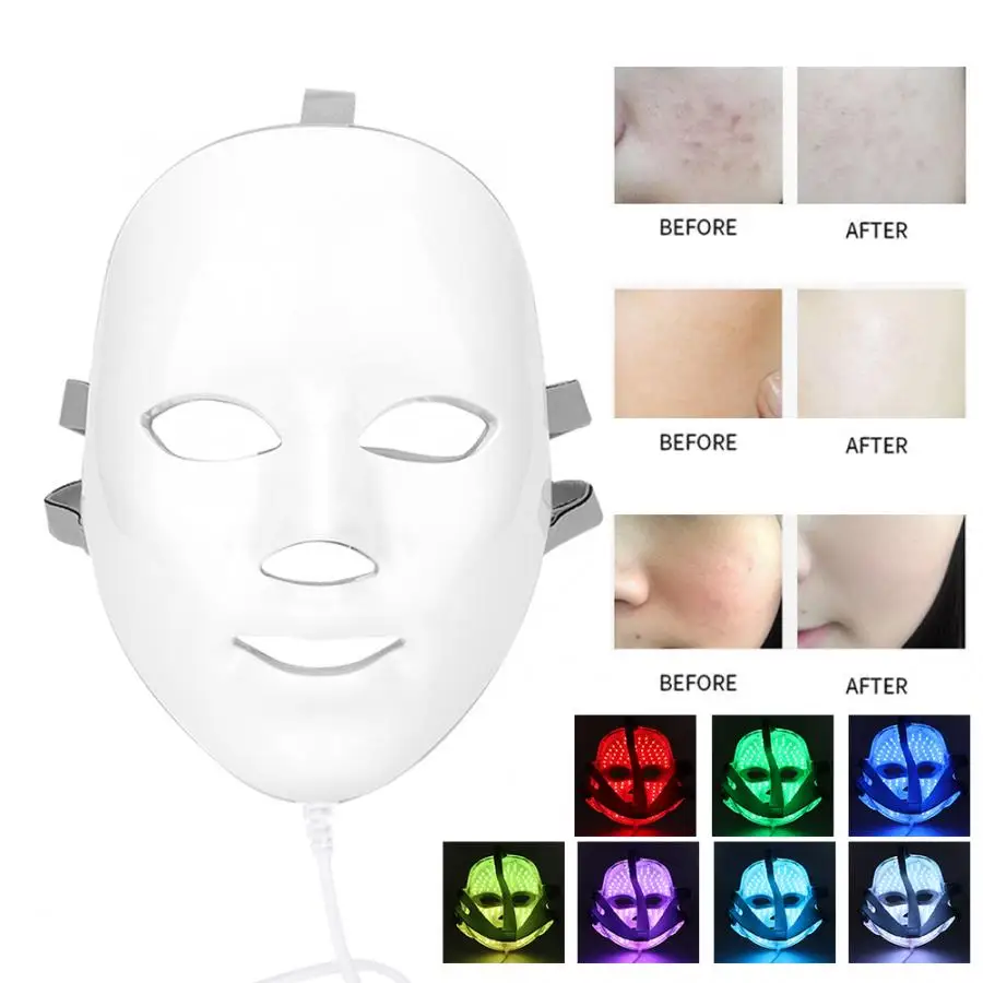 7 цветов светодиодный фотоновая маска для лица терапия свет Удаление прыщей