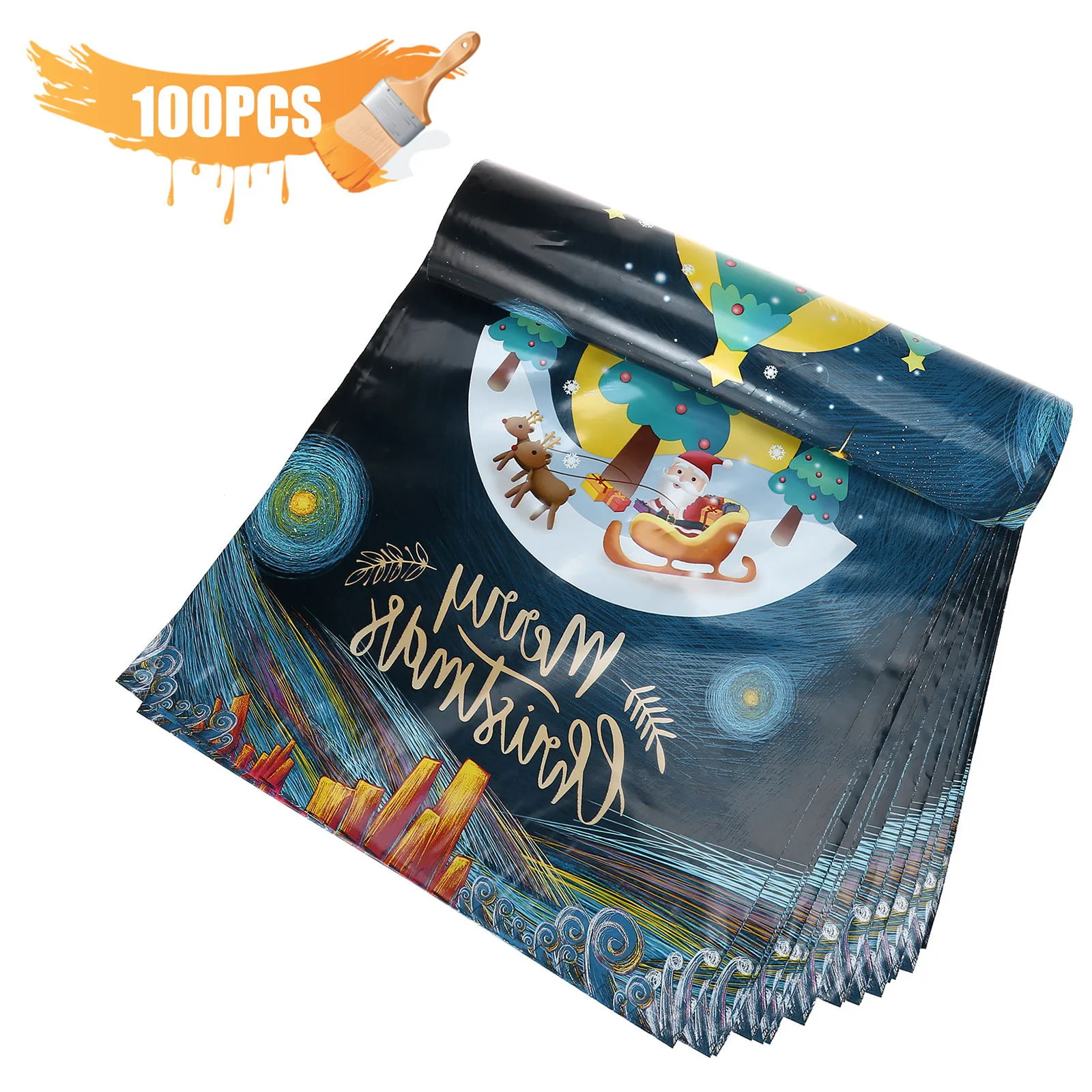 

100pcs/Lots Christmas Courier Bag Express Envelope Storage Bags Mail Bag Mailing Bags Self Adhesive Seal Plastic Packaging Pouch