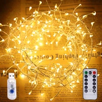 2m 5m copper wire string lights 100200 led firecracker fairy garland light christmas window wedding party decoration lamp