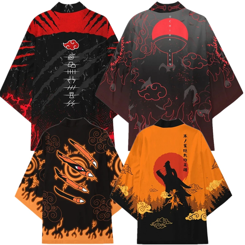 Аниме ниндзя Akatsuki Kurama Kunai Haori Кимоно костюмы косплей пальто рубашка для взрослых |