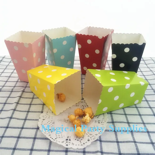 Свадебный Декор поставки 24 шт./лот мини попкорн коробки шеврон горошек полосатый