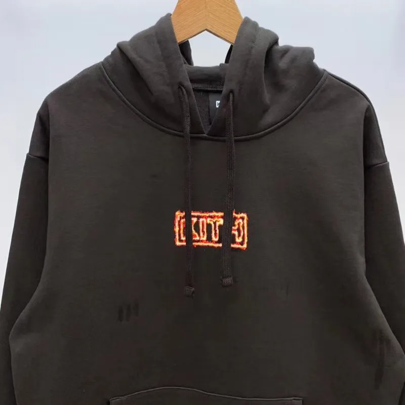 

Худи 2020FW с логотипом KITH FLAME Box, мужские женские и мужские толстовки с принтом кофейного пламени в стиле 1:1, худи из плотной ткани с эффектом по...