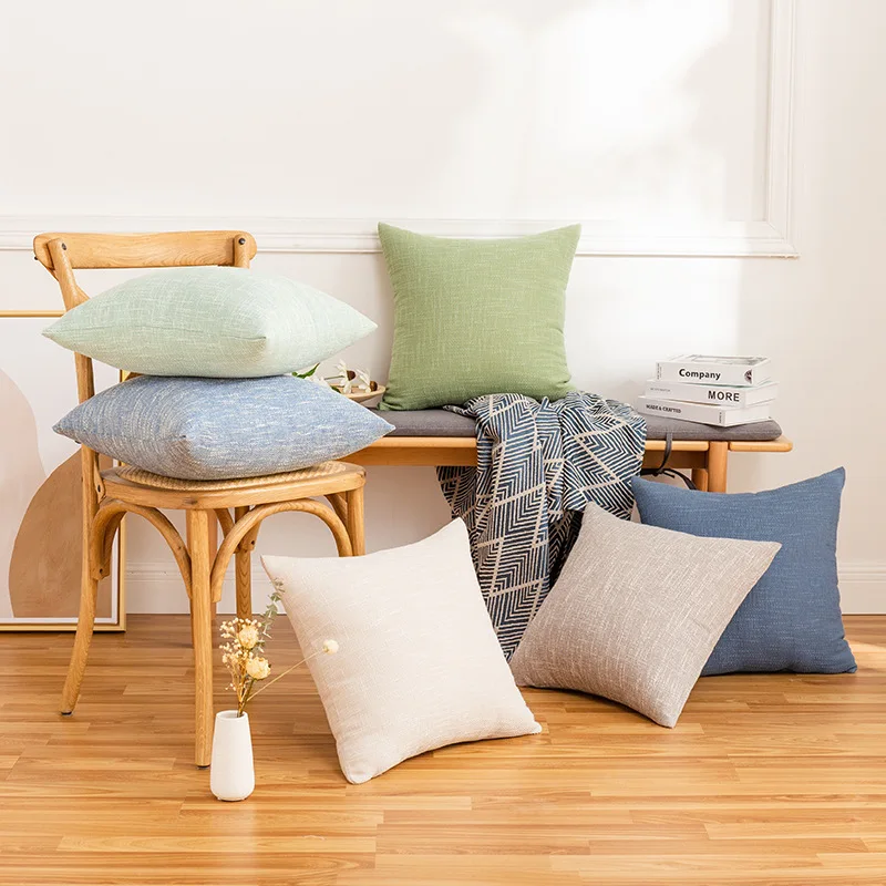 

Solid Linen Sofa Waist Cushion Cover 40*40/45*45/50*30/50*50cm Throw Pillowcase Office Home Decor Pillow Case Cojine