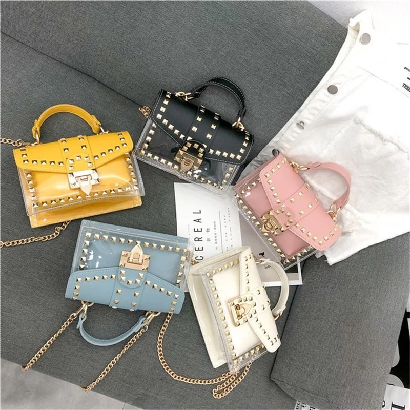 

Fashion Crossbody Bag for Women Candy Color Mini Shoulder Messenger Bag PVC Jelly Small Tote Bag Chain Shoulder Messenger Bags