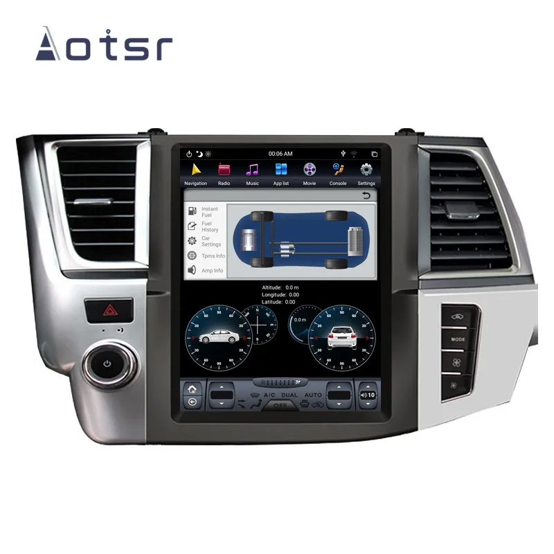 Автомобильный GPS-навигатор в стиле Тесла Android 9 0 4 Гб ОЗУ для Toyota Highlander 2014-2018 радио