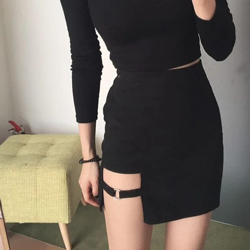 

WOMENGAGA модные корейские туфли-лодочки, цвета: черный с высокой талией круг Личность нерегулярные сбоку Пикантные мини-юбка для девушек женск...