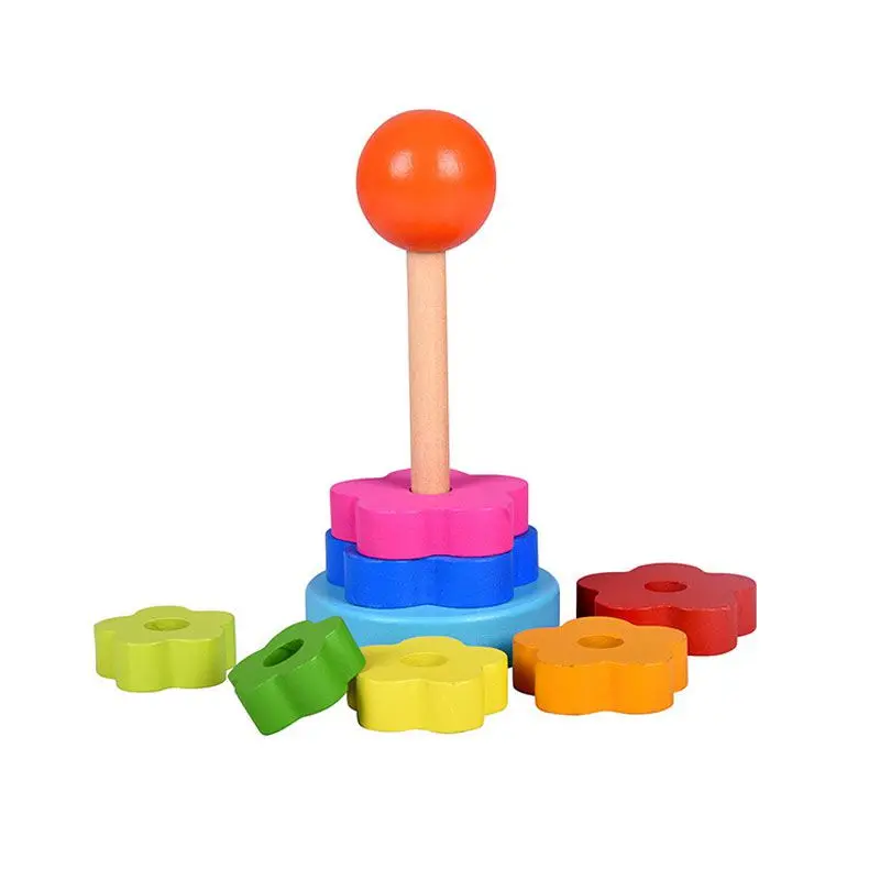 Stacking Nest Kids Learning Stack Up Rainbow Tower Blocks Baby Early Education Wooden Toy 1 Set | Игрушки и хобби