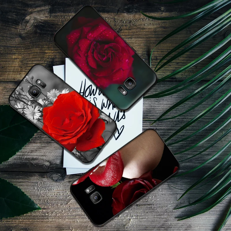 Bright and beautiful red roses soft silicone Phone Case for Samsung Galaxy S6 S8 Edge S7 S9 Plus S10 S10E Note 9 8 Cover | Мобильные