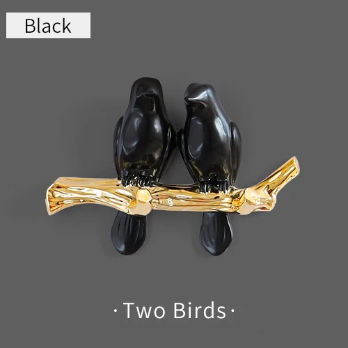 Black 2birds Настенный декор с птицами из смолы прививка стены крюк Дети орнамент держатели ключей стойки Домашнее пальто одежда полотенце шляпа Сумочка держатель Вешалка для сумок - Цвет: Black 2birds
