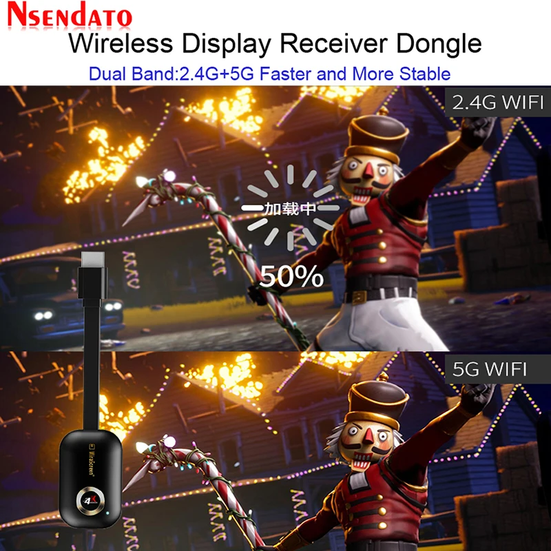 

Mirascreen G9 Plus 2.4G/5G 4K Miracast Wireless DLNA AirPlay HDMI TV Stick Wifi Display Dongle Receiver for IOS Android Windows