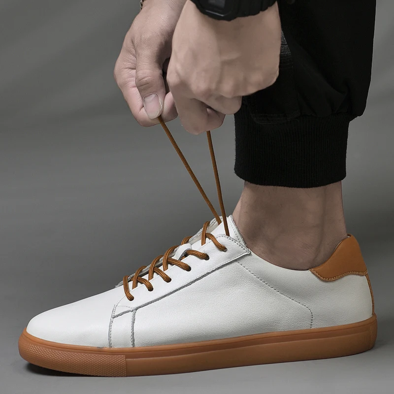 

2021 Summer Men Leather Lace-Up Walking Brand Shoes Outdoor Non-Slip Sport Shoes Light Breathable High Quality Casual Sneakers