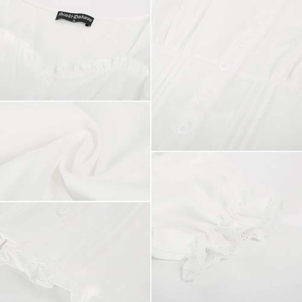 Женская рубашка в стиле эпохи Возрождения с коротким рукавом и вырезом сердечком