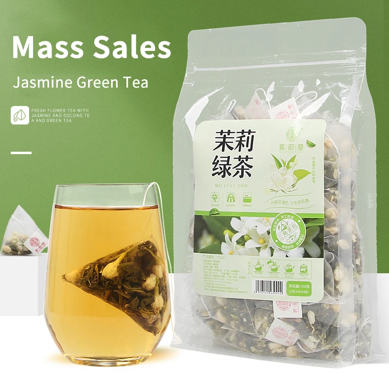 Жасминовый зеленый чай 150 г/пакет треугольный пакет жасминовый пакетик холодного