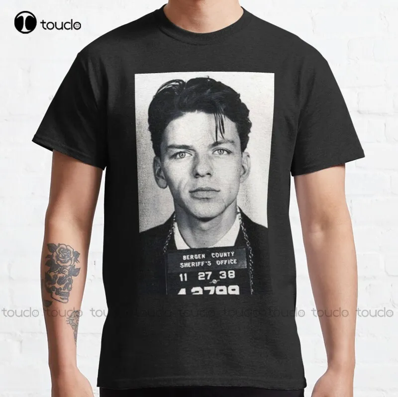 

Новинка, Классическая хлопковая Футболка Фрэнка Синатра мугshot, женская футболка для гольфа, индивидуальная модная забавная футболка унисе...