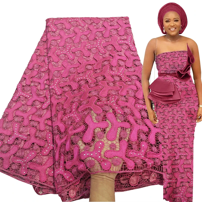 

Bestway Guipure African Lace Fabric 5 Yards 2021 High Quality Water Soluble Embroidery Nigerian Robe Sew Cord Lace Material