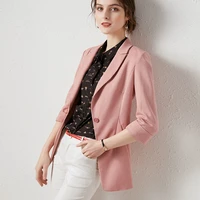 womens fashion casual small suit one button pink short temperament slimming top commuter ol womens coat