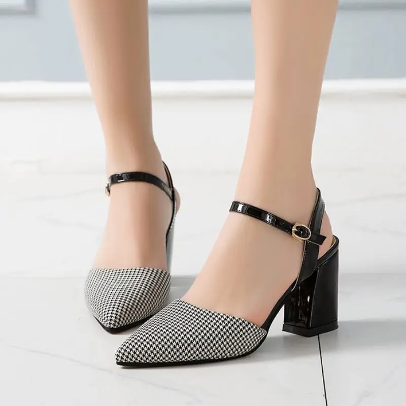 Taoffen/женские сандалии для вечеринок клетчатая Офисная Женская Летняя обувь из