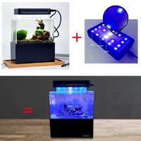 portable mini led light betta fish tank desktop marine aquaponic aquarium fishes bowl with water fliter usb air pump decorations