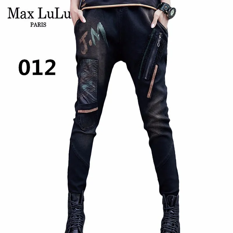 Max LuLu Роскошные корейские винтажные женские штаны-шаровары женские черные рваные джинсы с эффектом пуш-ап женские джинсовые брюки размера плюс Pantolon