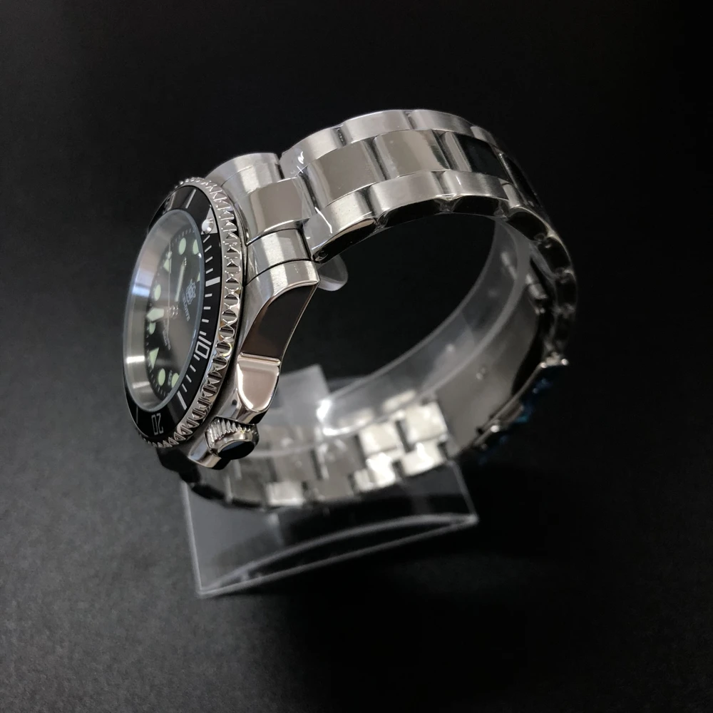 Стальные 8215 механические часы STEELDIVE с алюминиевым ободком и минеральным