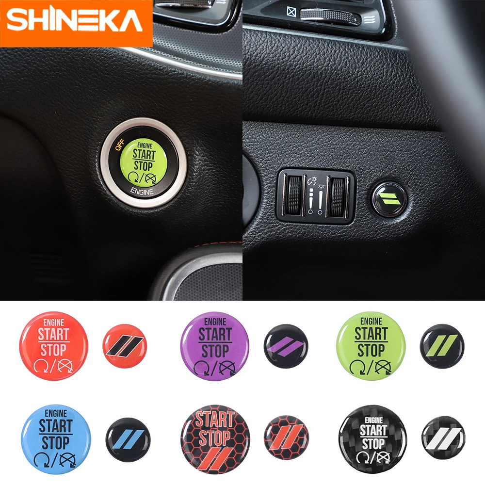 

SHINEKA Interior Stickers Car Engine One Button Start Stop Trunk Switch Cover Stickers For Dodge Charger Challenger 2010-2019