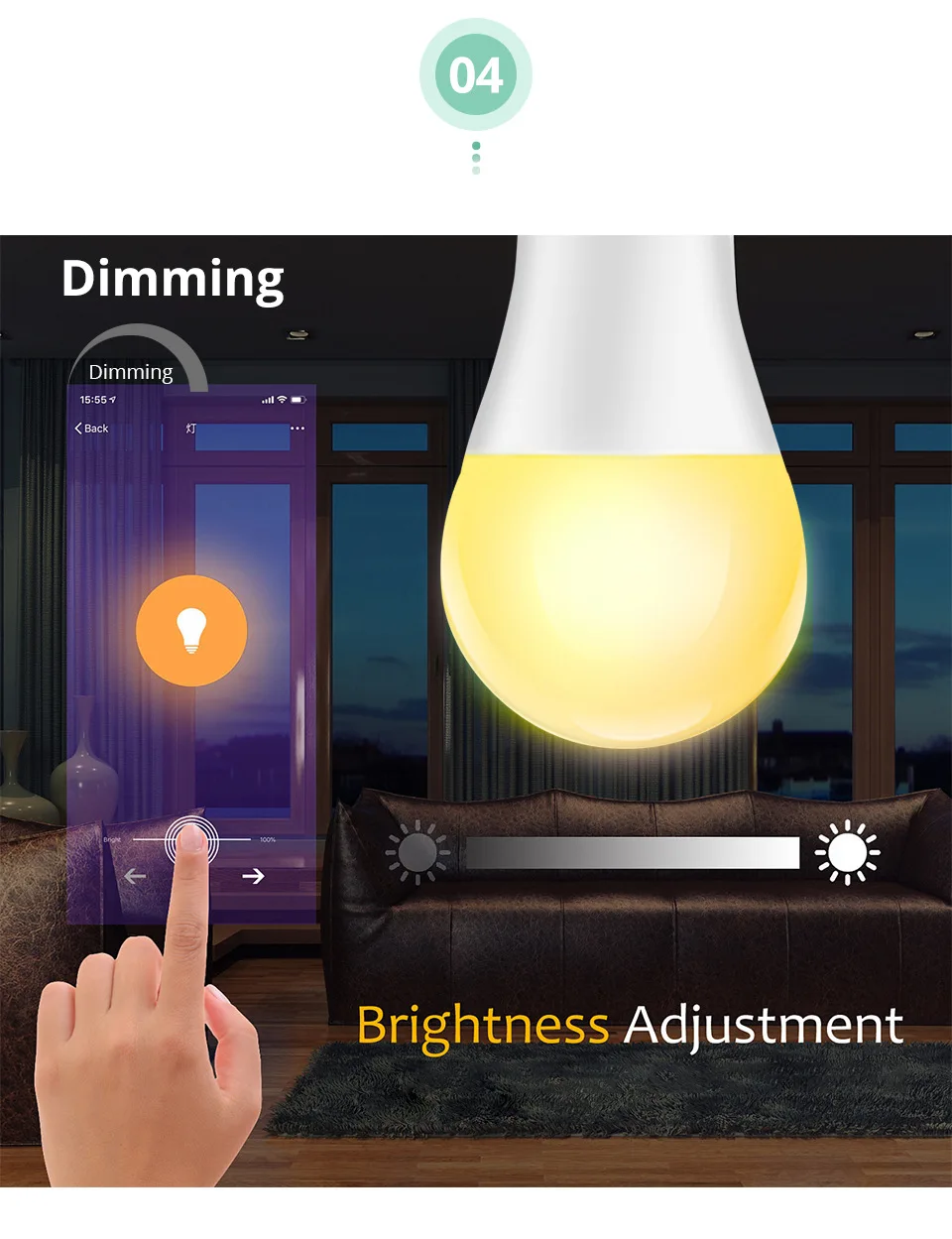 

LED E27 15W WiFi Smart Light Bulb RGB White Magic LamDimmable Led Bulb Compatible with Amazon Alexa Google Home Smartphone Led