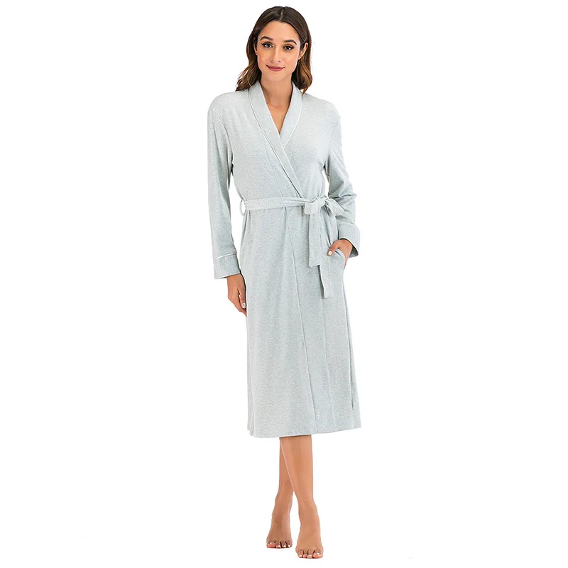 

Long Sleeve Nightgown Kimono Robe Comfortable Autumn Cardigan Pajamas Solid Color Warm Bathrobe Simple Plus Size Szlafrok Damski