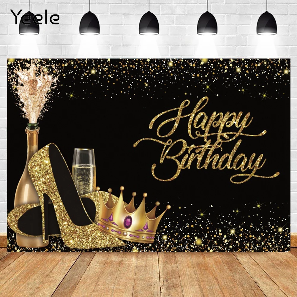 

Yeele Background For Photography Queen Birthday Party Room Decro Cute Crown Champagne Photo Backdrop Photozone Photophone Props