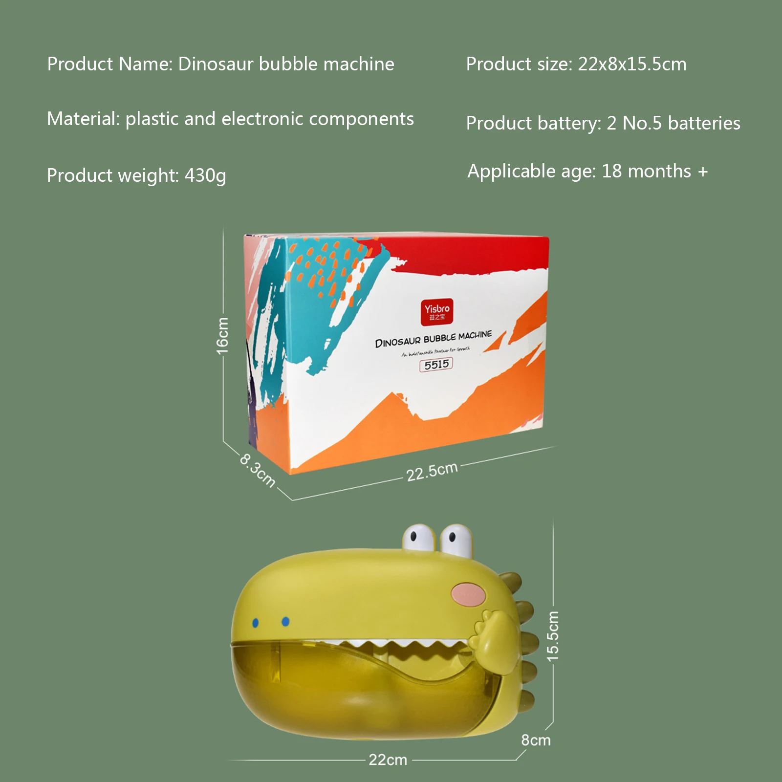 

Green Orange Baby Bath Dinosaur Bubble Bath Machine With Suction Cup Battery Speaker Cartoon Shape Electric Toy