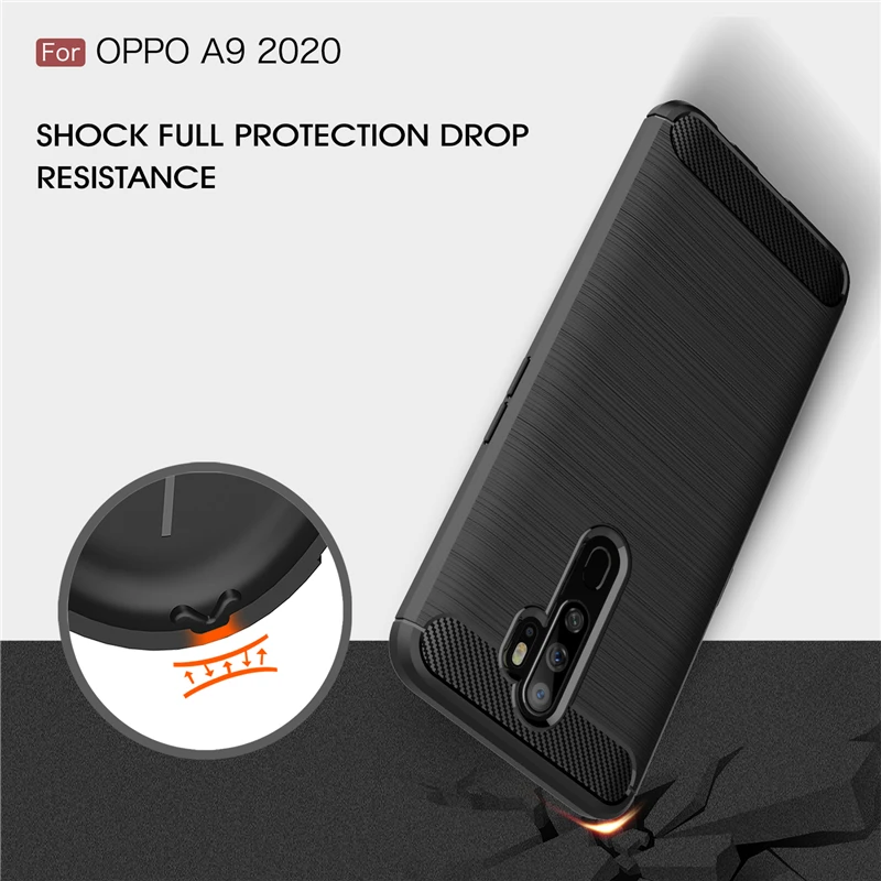 carbon fiber case for oppo a5 2020 case rubber bumper silicone shockproof cover for oppo a5 2020 cover case for oppo a5 2020 free global shipping
