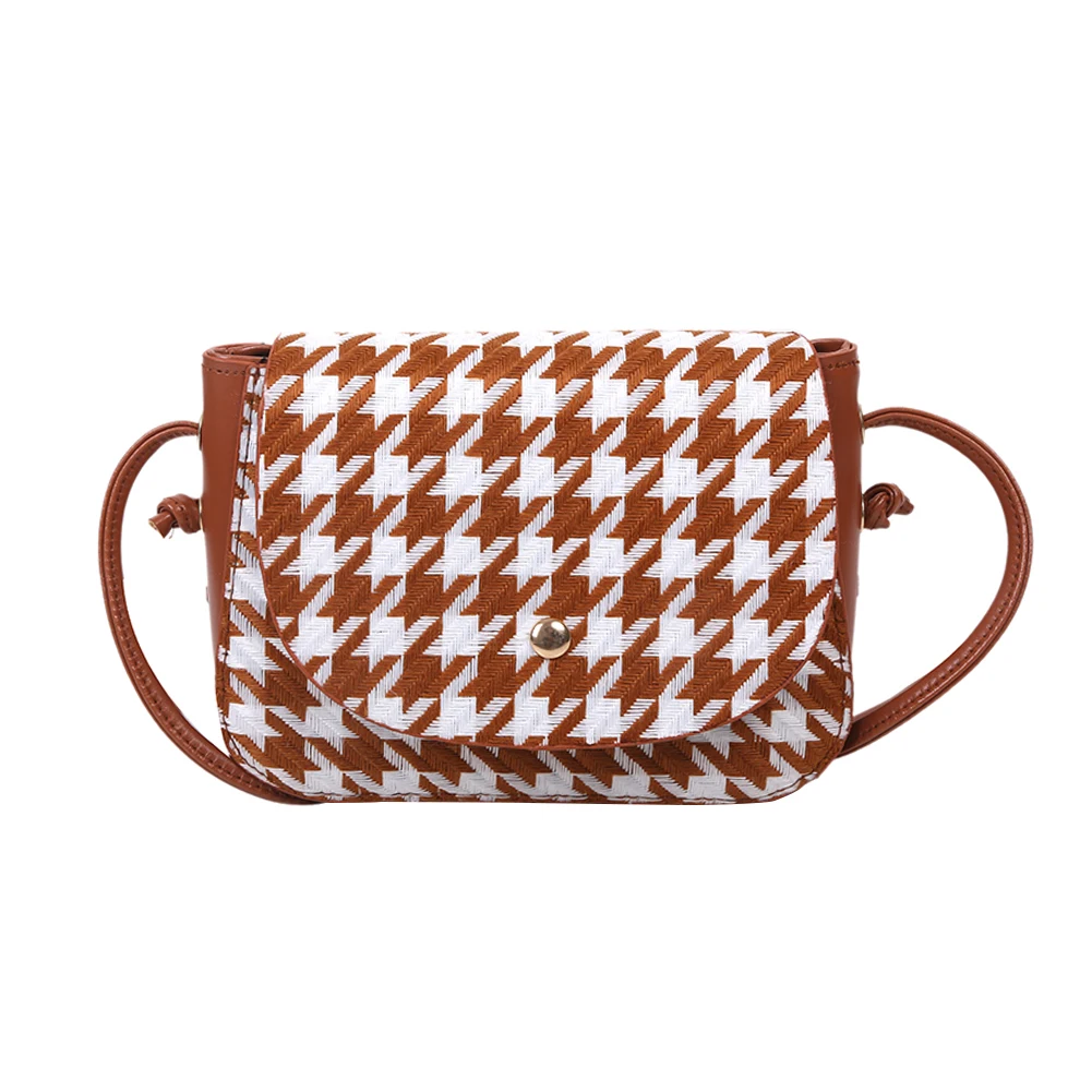 

Youth Ladies Simple Versatile Bag Casual Ladies PU Plaid Party Purse Vintage Female Leather Shoulder Crossbody Bag